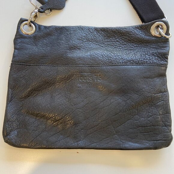 Roots 73 Black Pebble Leather Crossbody Bag Adjustable Strap & Multiple Pockets - Picture 8 of 14